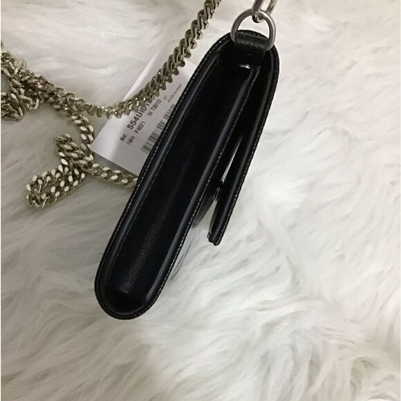MM6 Maison Margiela Logo Black Folding Small Wallet On A Chain - Picture 5 of 16
